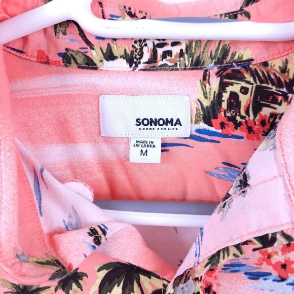 Sonoma Men's Hawaiian Button Up Short Sleeve Shirt Size Medium - Picture 3 of 9